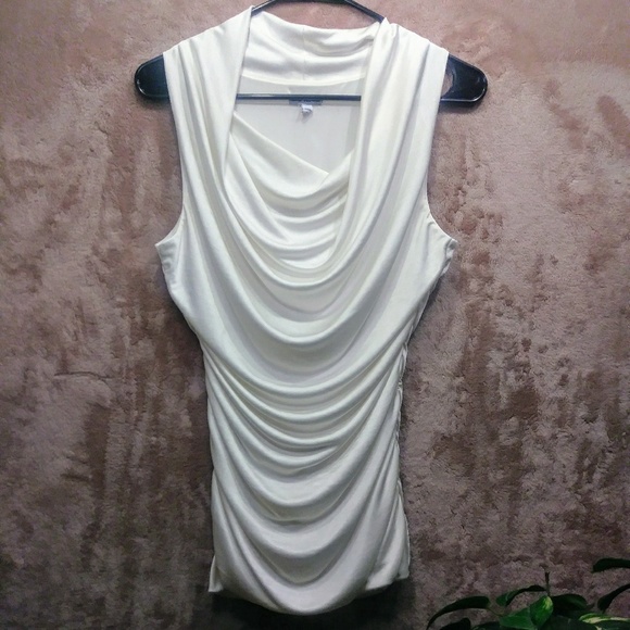Express Tops - Express Off White swoop Neck Sleeveless Top Size M